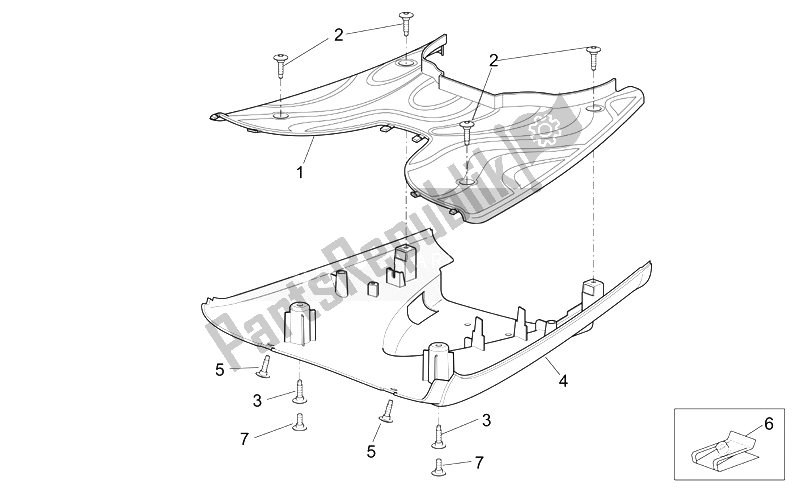 Todas las partes para Cuerpo Central Ii - Panel de Aprilia Scarabeo 50 2T E2 ENG Piaggio 2007