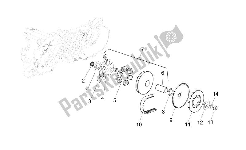 All parts for the Variator of the Aprilia Scarabeo 50 2T E2 NET 2009