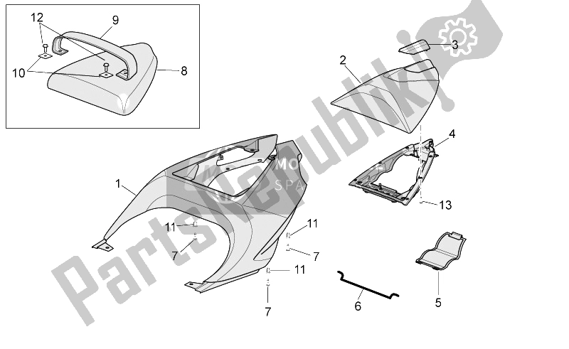 All parts for the Rear Body - Rear Fairing I of the Aprilia RSV Mille Factory 1000 2004 - 2008