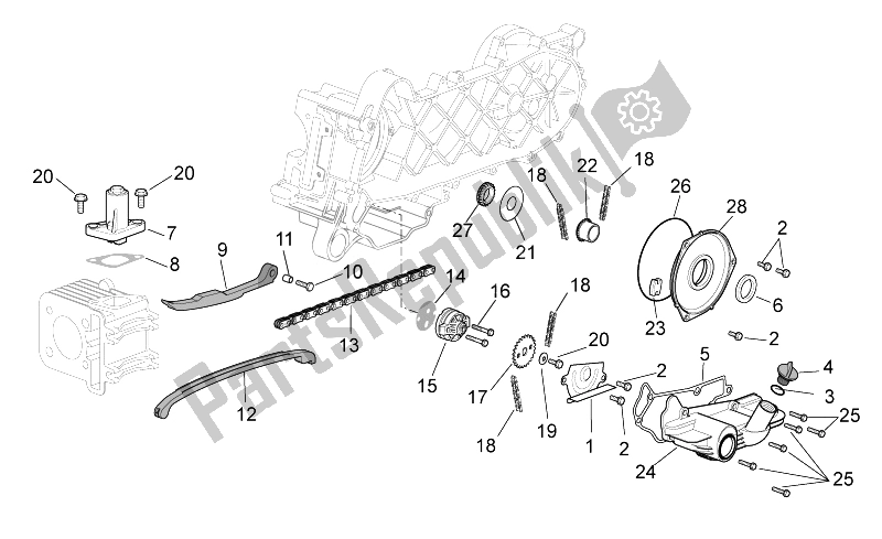 All parts for the Oil Pump of the Aprilia Scarabeo 100 4T E3 2014