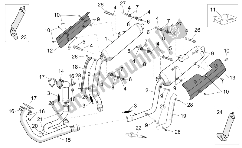 Toutes les pièces pour le Tuyau D'échappement du Aprilia ETV 1000 Capo Nord 2004