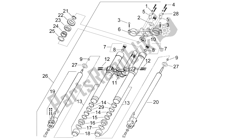 Todas as partes de Garfo Dianteiro do Aprilia RX 50 1995