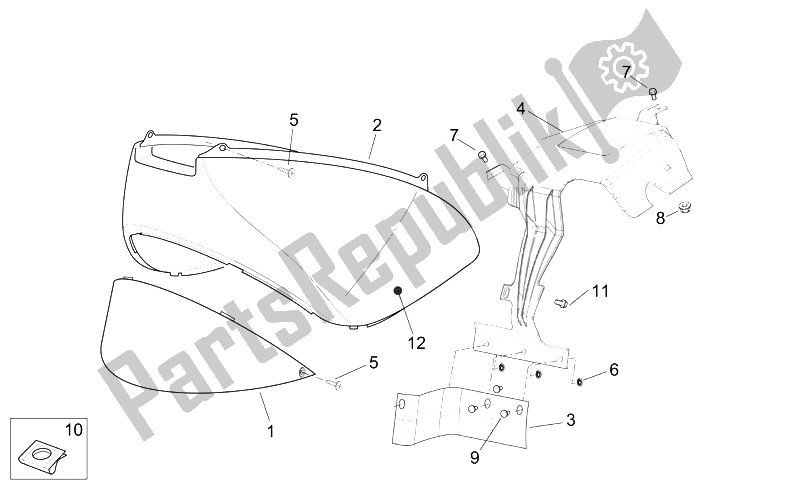 Alle Teile für das Hinterer Körper I des Aprilia Scarabeo 125 200 E3 ENG Piaggio 2006
