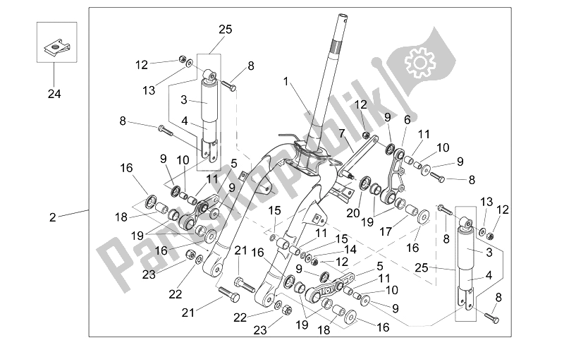 Tutte le parti per il Ammortizzatore Anteriore del Aprilia Mojito 125 E3 2008