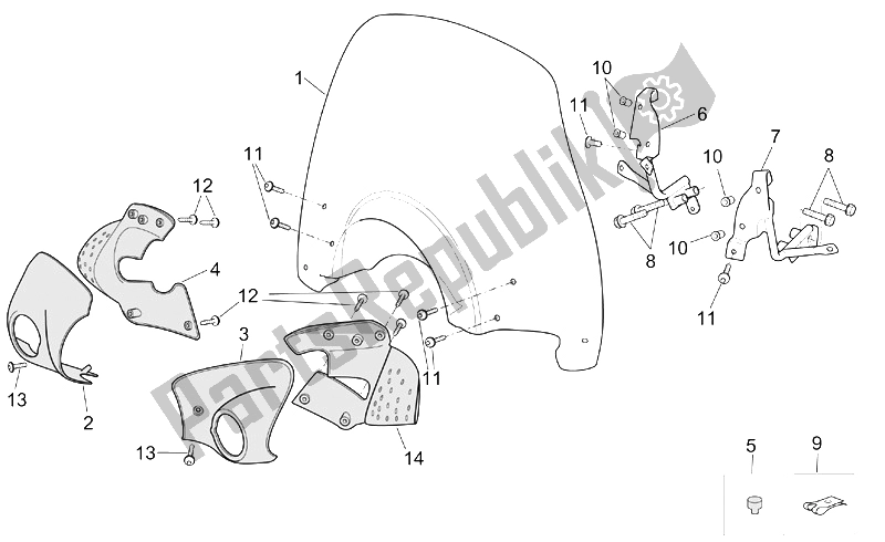 Tutte le parti per il Corpo Anteriore - Paramano I del Aprilia Scarabeo 125 150 200 ENG Rotax 1999