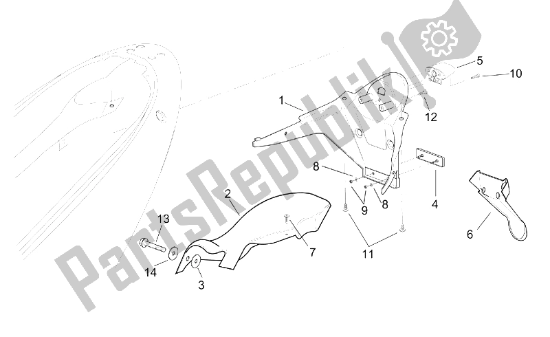 Todas as partes de Corpo Traseiro - Suporte De Placa do Aprilia Leonardo 250 ST ENG Yamaha 2001