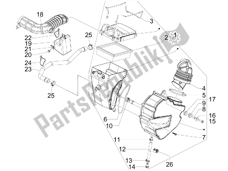 Alle onderdelen voor de Luchtfilter van de Aprilia SRV 850 4T 8V E3 2012