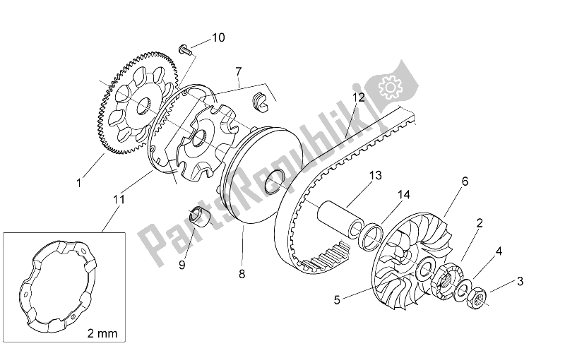 Wszystkie części do Wariator Aprilia SR 50 H2O Ditech Carb 2000