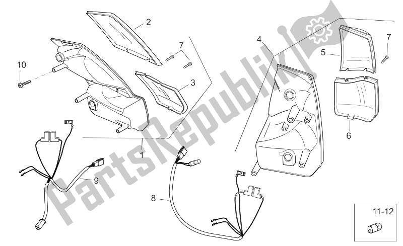 All parts for the Taillight of the Aprilia Atlantic 125 250 2006