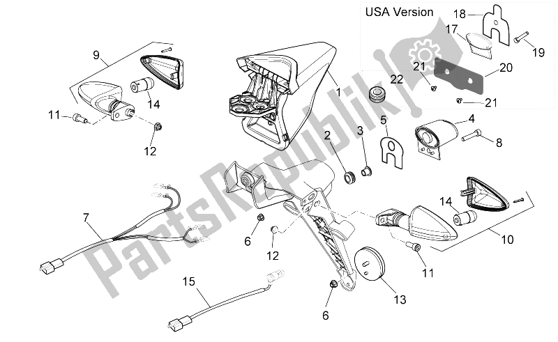 All parts for the Rear Lights of the Aprilia Dorsoduro 750 ABS USA 2015