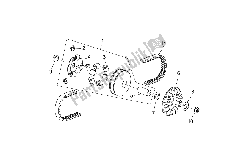 All parts for the Variator Assembly of the Aprilia Scarabeo 125 200 I E Light 2011