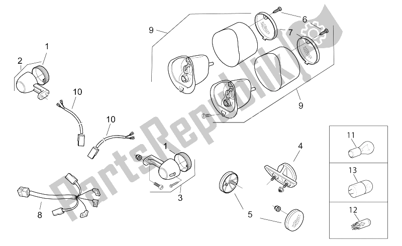 All parts for the Rear Lights of the Aprilia SR 50 H2O 1997