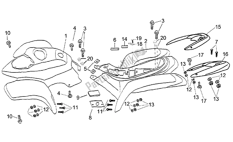 Toutes les pièces pour le Corps du Aprilia Quasar 50 100 2003