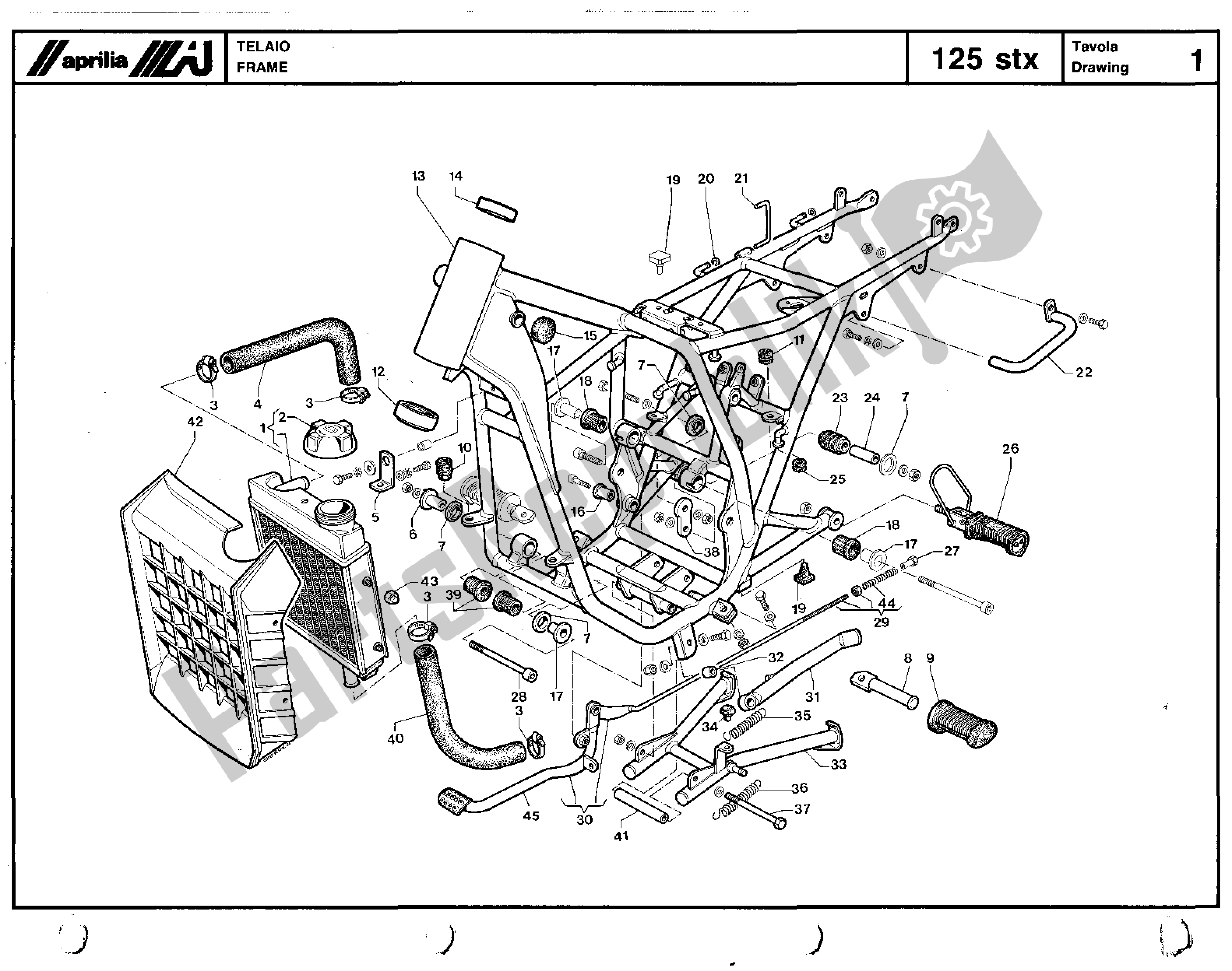 Todas as partes de Frame do Aprilia STX 125 1984 - 1986