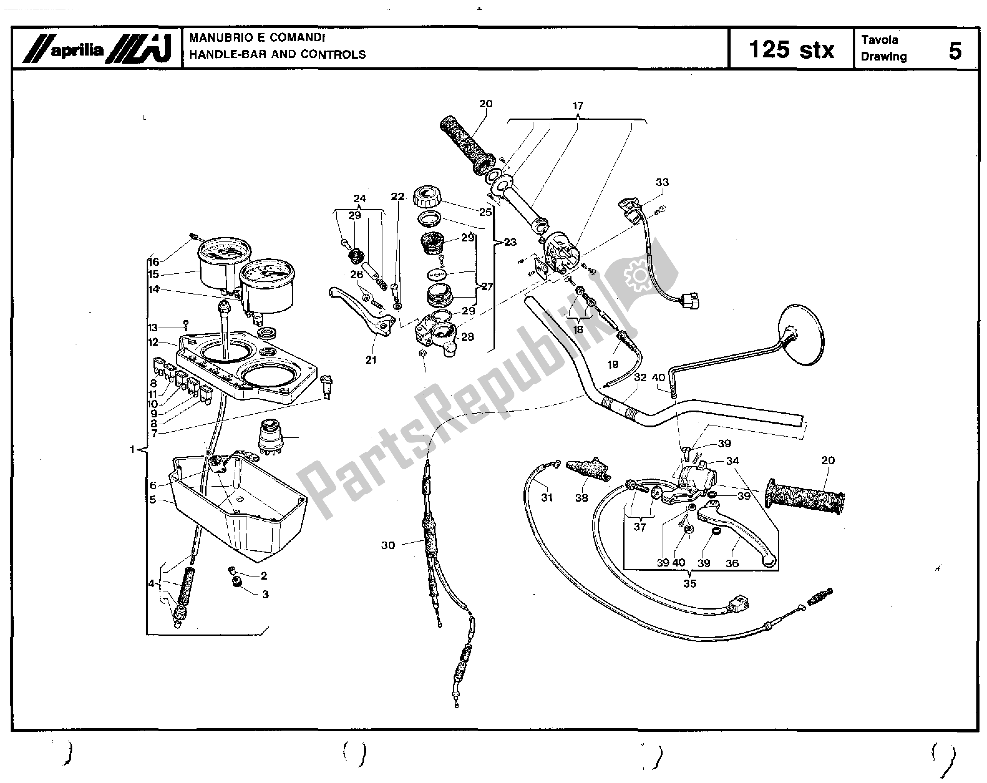 All parts for the Handle Bar And Controls of the Aprilia STX 125 1984 - 1986