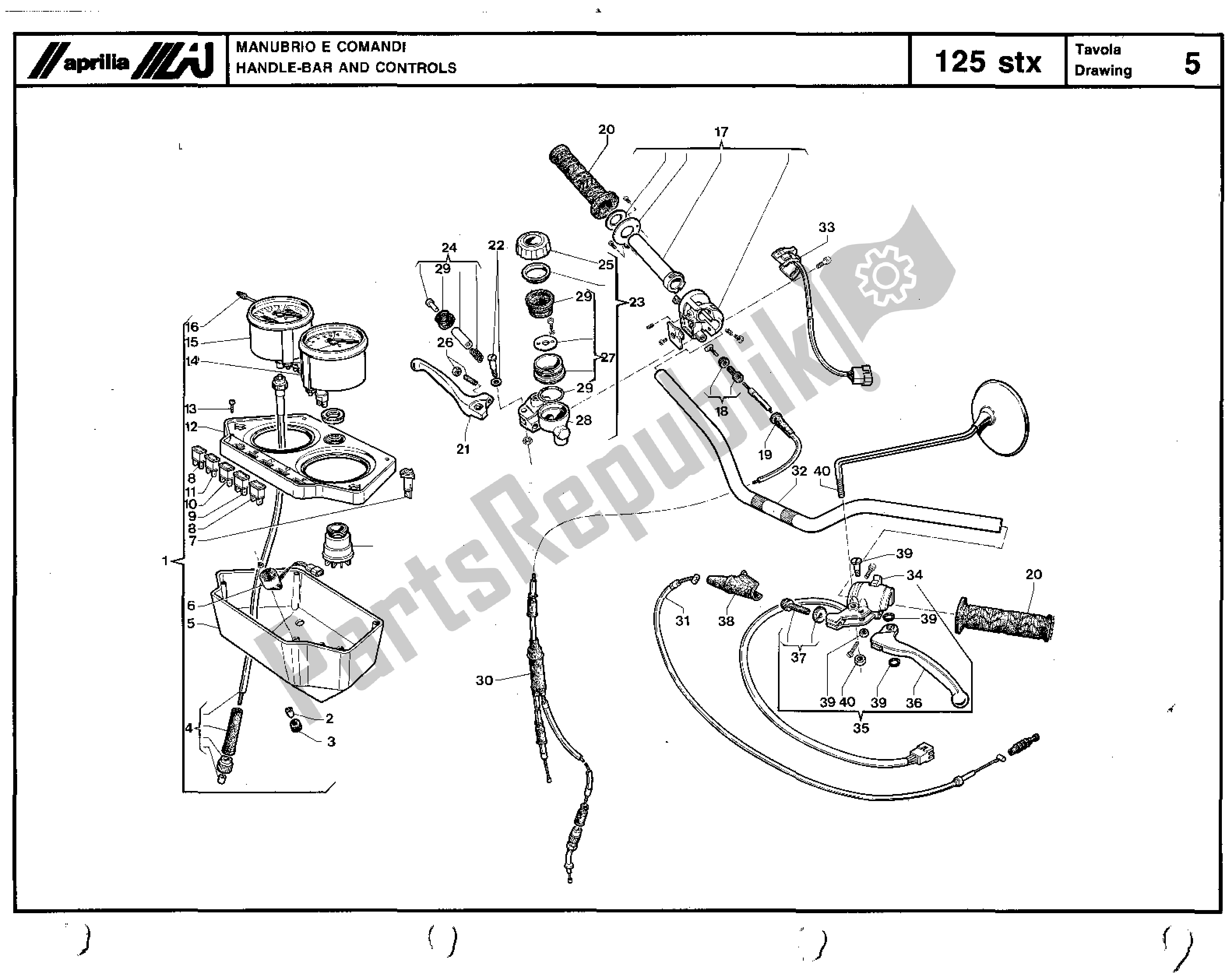 Alle onderdelen voor de Handle Bar And Controls van de Aprilia STX 125 1984 - 1986