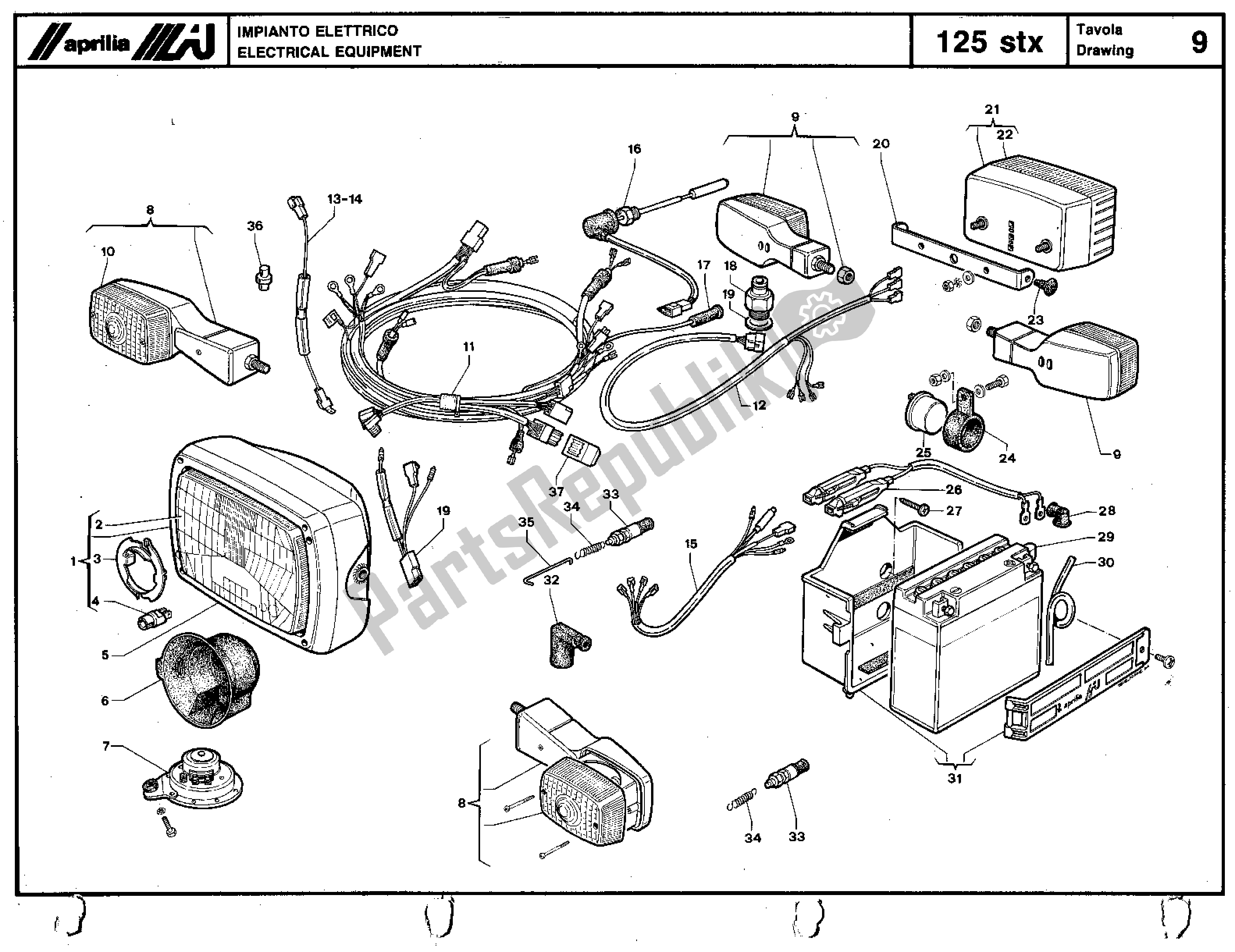 Todas as partes de Electrical Equipment do Aprilia STX 125 1984 - 1986