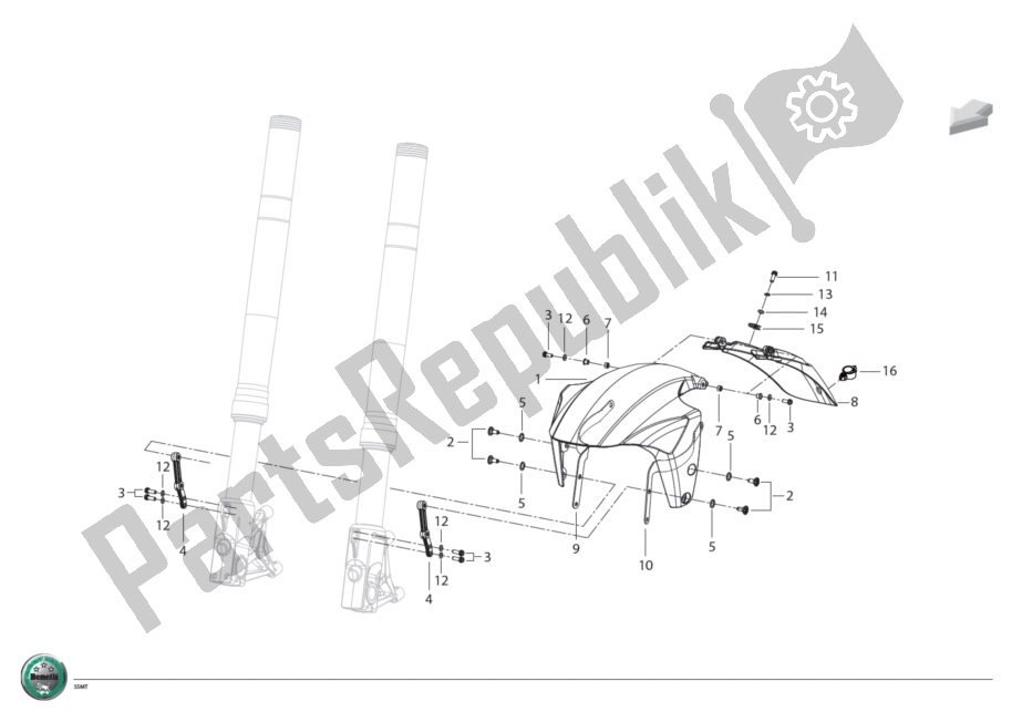 Alle onderdelen voor de Voorspatbord van de Benelli BN 600I 2014 - 2015