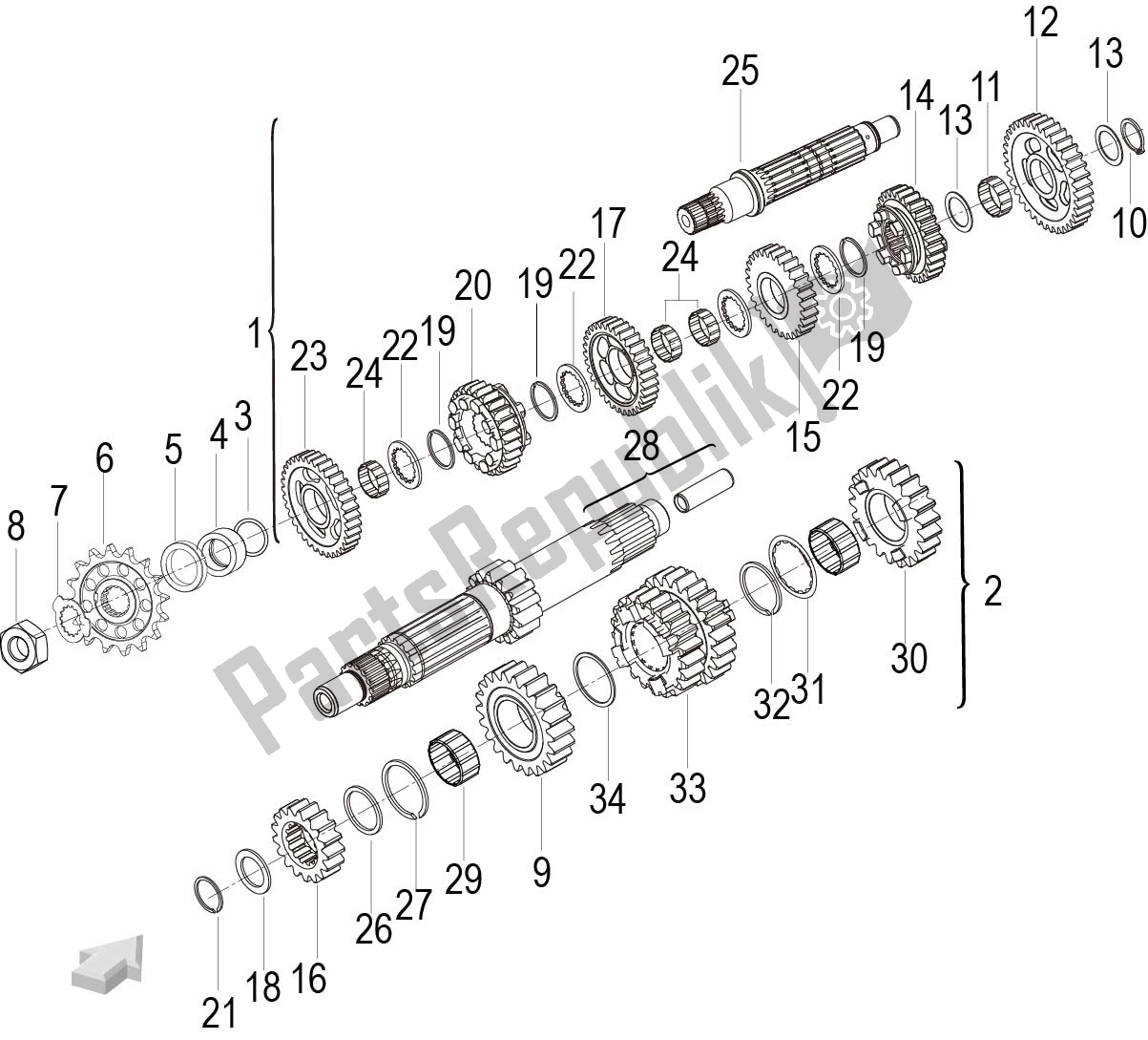 Alle onderdelen voor de Gear Shift Mechanism Assy van de Benelli 752 S 2022 - 2023