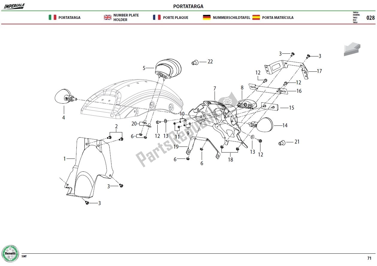 Alle onderdelen voor de Nummerplaathouder van de Benelli Imperiale 400 2019 - 2020