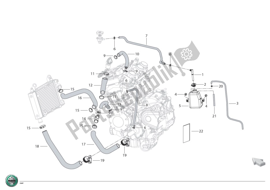 Alle onderdelen voor de Koelcircuit van de Benelli BN 600I 2014 - 2015