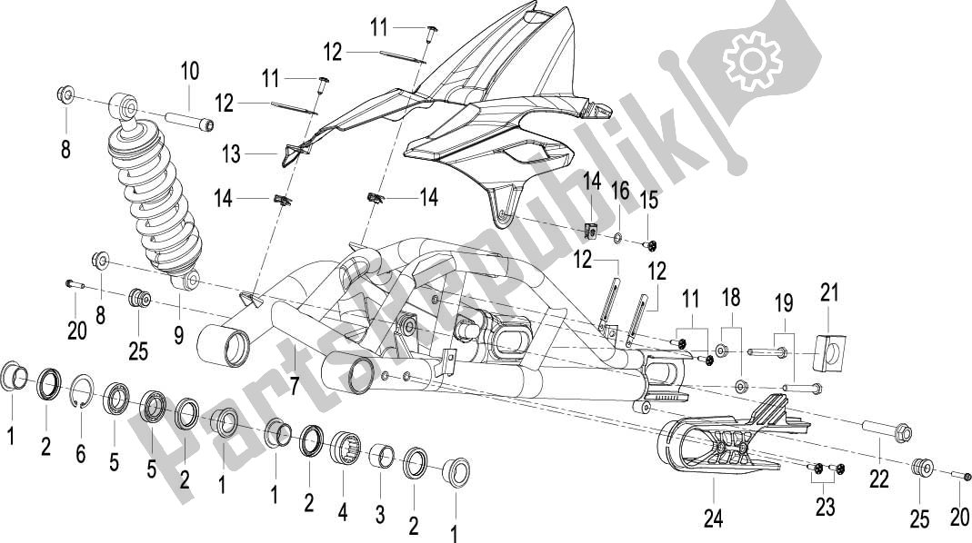 Alle onderdelen voor de Rear Swing Arm van de Benelli 752 S 2022 - 2023