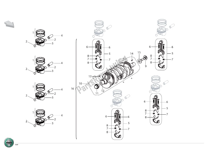 Alle onderdelen voor de Crank Gear Assembly van de Benelli BN 600I 2014 - 2015