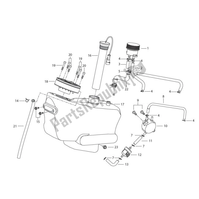 Alle onderdelen voor de F013 Fuel Tank van de Benelli 49X MY 10 50 2010