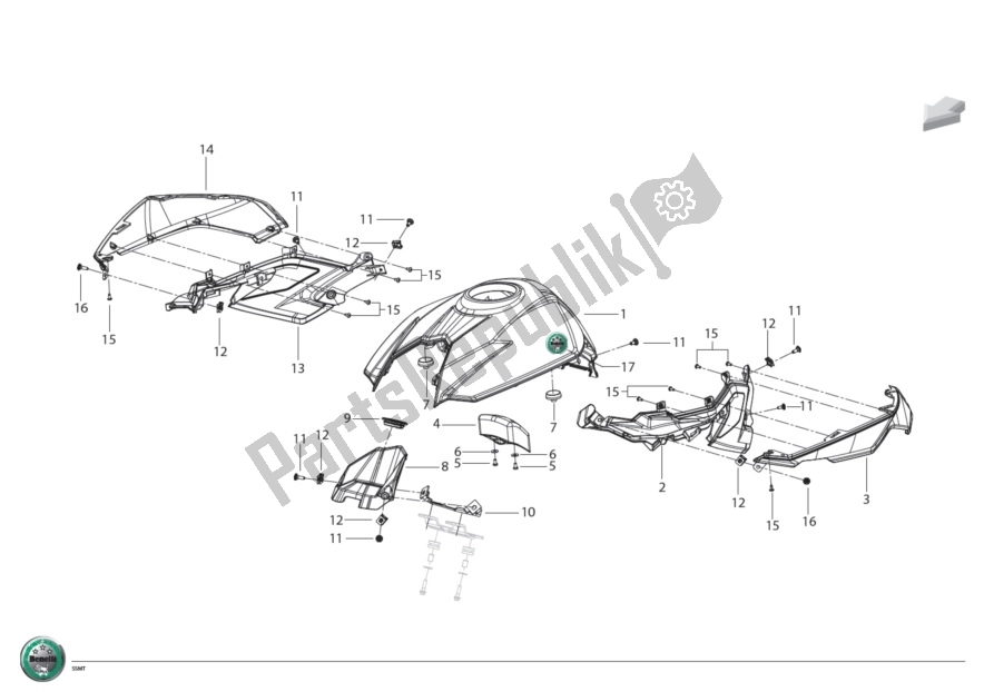 Alle onderdelen voor de Fuel Tank Fairing van de Benelli BN 600I 2014 - 2015