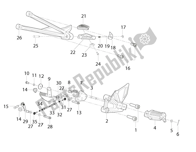 Alle onderdelen voor de L. H Footpeg van de Benelli Leoncino 125 2022 - 2023