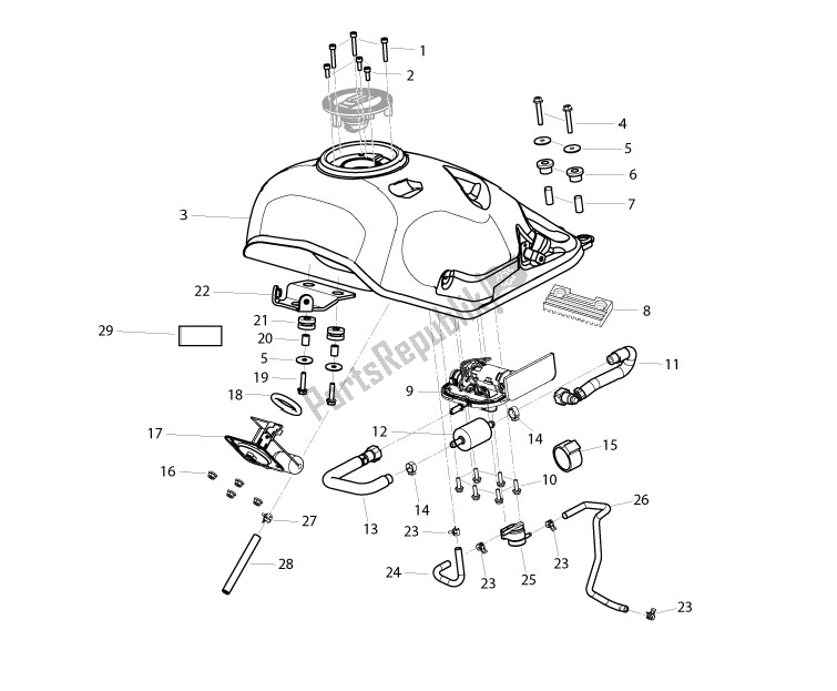 Alle onderdelen voor de Benzinetank van de Benelli Leoncino 125 2022 - 2023