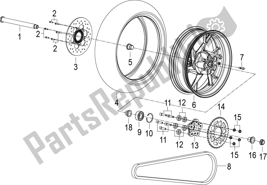 Alle onderdelen voor de Rear Wheel Assy van de Benelli 752 S 2022 - 2023