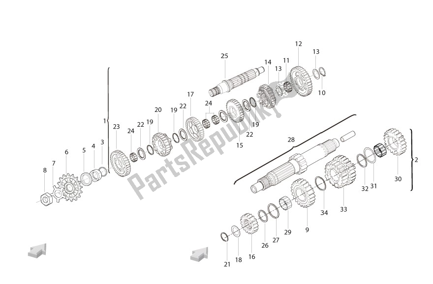 Alle onderdelen voor de Gear Box Assy van de Benelli Leoncino 800 2022 - 2023