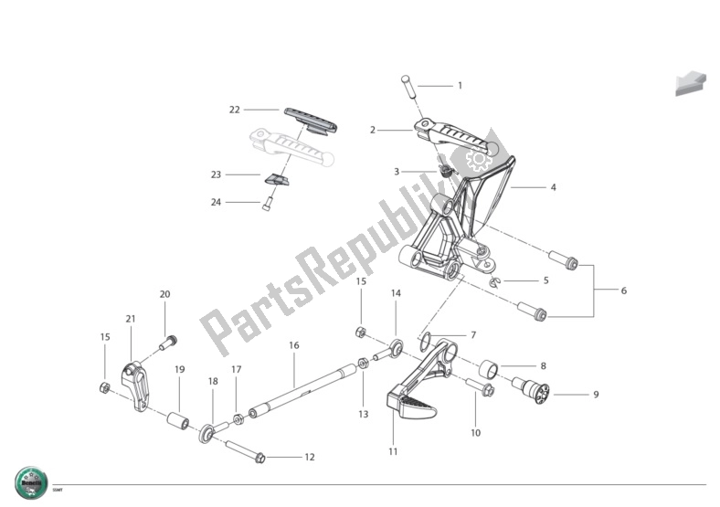 Alle onderdelen voor de Lh Front Foot Peg van de Benelli BN 600I 2014 - 2015