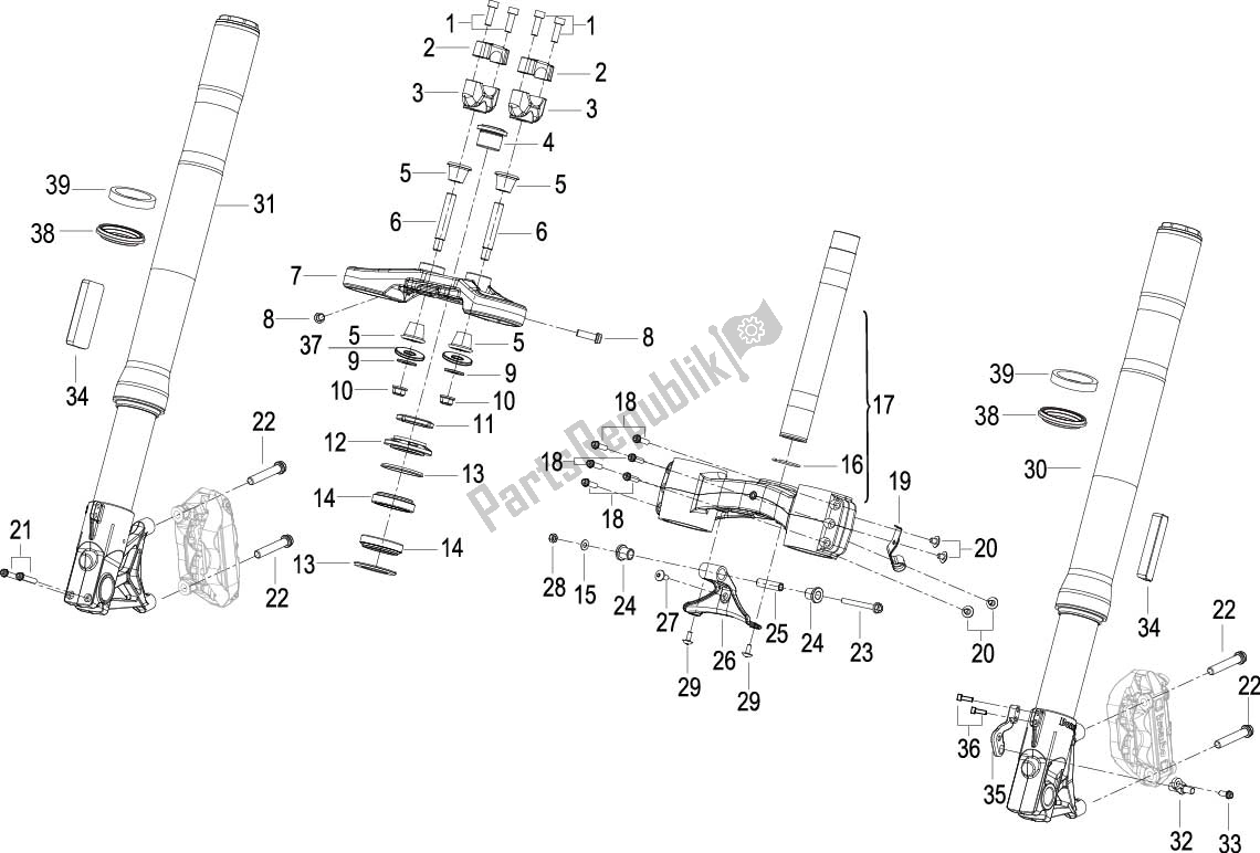 Alle onderdelen voor de Front Fork Assy van de Benelli 752 S 2022 - 2023