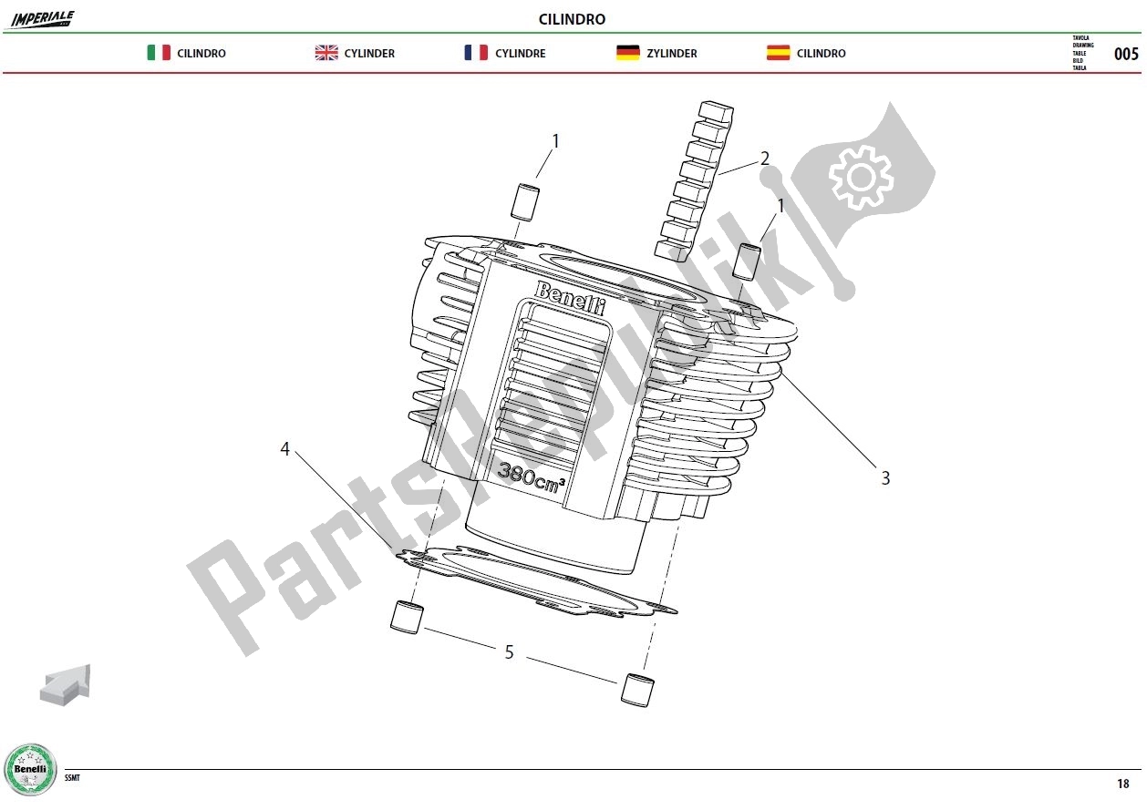 Alle onderdelen voor de Cylinder Assy van de Benelli Imperiale 400 2019 - 2020