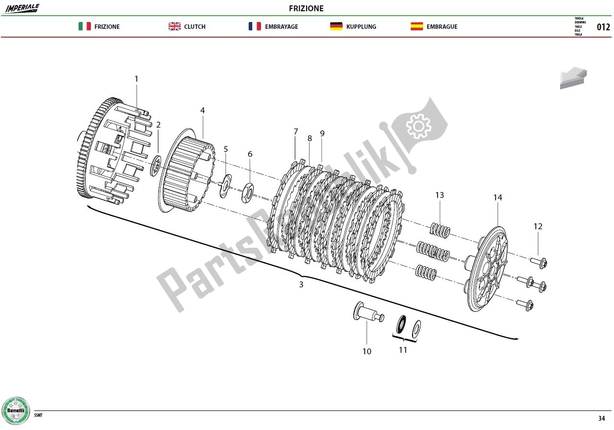 Alle onderdelen voor de Koppeling Assy van de Benelli Imperiale 400 2019 - 2020