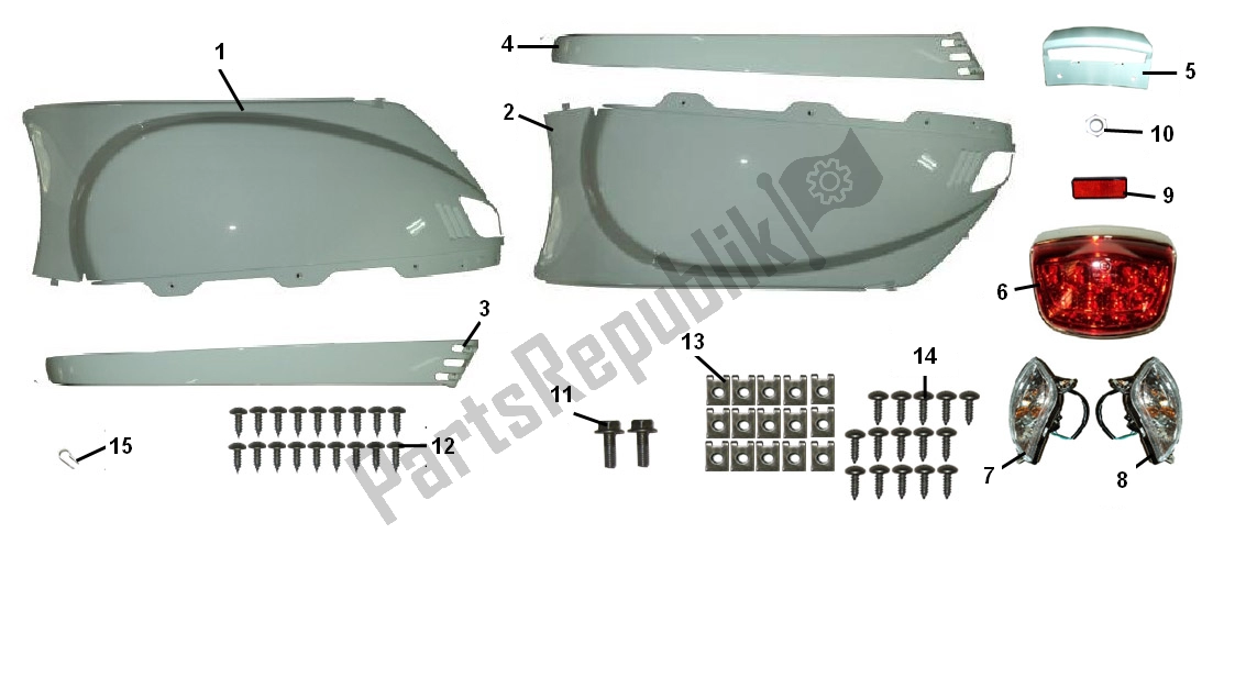 Alle onderdelen voor de Zijschermen van de Berini Classic LX S Napoli 50 2000 - 2010