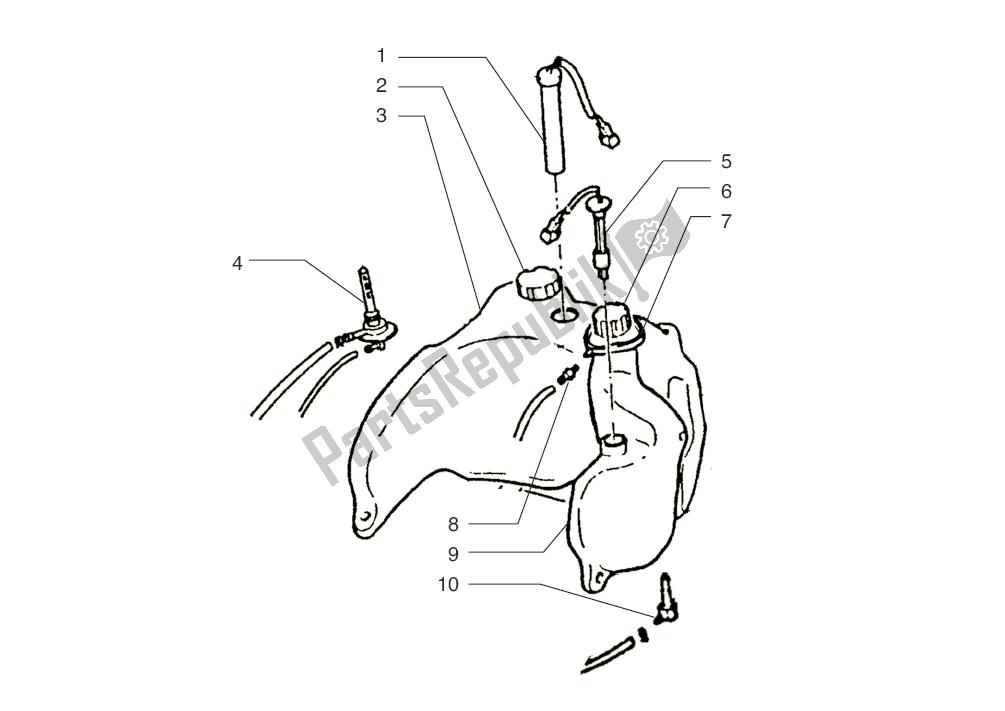 Alle onderdelen voor de Benzinetank- Olietank van de Beta ARK K AC Zilver Grijs 45 KM H 50 2000 - 2010