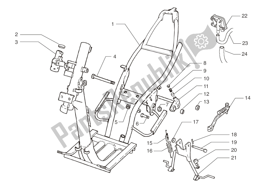 Alle onderdelen voor de Chassis- Middenstandaard van de Beta ARK RR LC Rood 08 50 2008