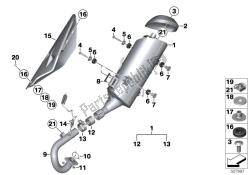 partes del sistema de escape con soportes