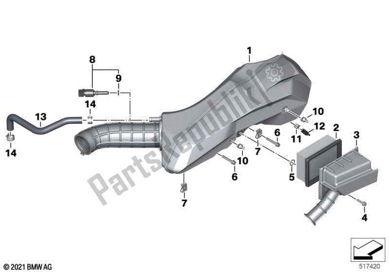 Alle onderdelen voor de Inlaatgeluiddemper / Filterpatroon Inlaatgeluiddemper / Filterpatroon van de BMW C 400 GT K 08 2021