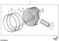 Piston with rings and wristpin