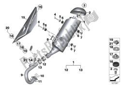 partes del sistema de escape con soportes