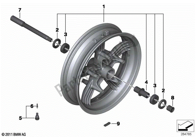 All parts for the Front Wheel of the BMW C Evolution K 17 2016 - 2018