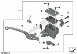 Handbrake lever, front wheel