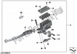 Handbrake lever, rear wheel