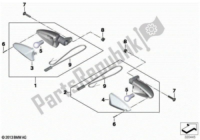 All parts for the Turn Signals, Rear of the BMW C Evolution K 17 2016 - 2018