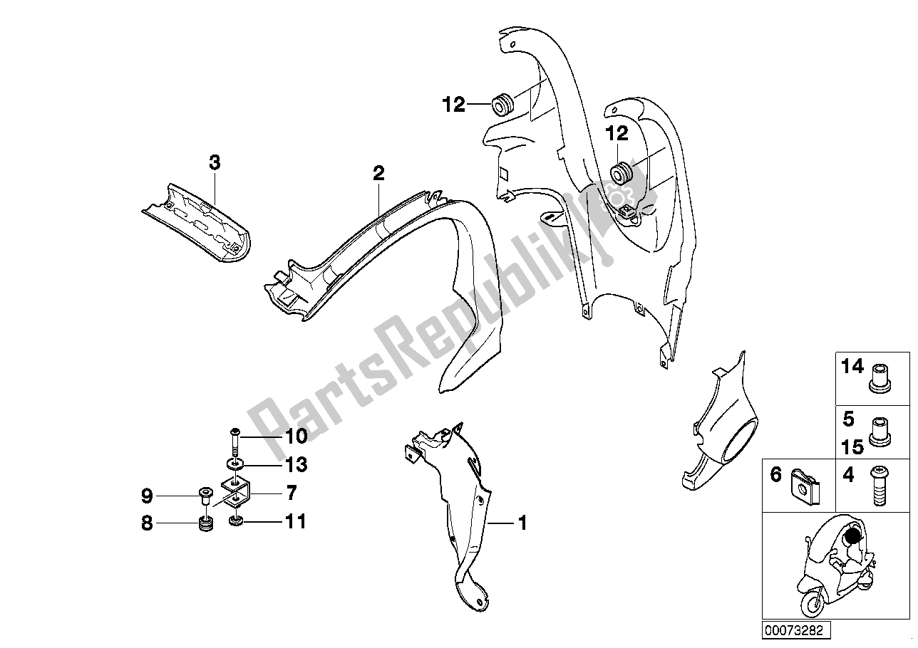 All parts for the Backrest Trim Panels/mounting Parts of the BMW C1 125 2000 - 2004