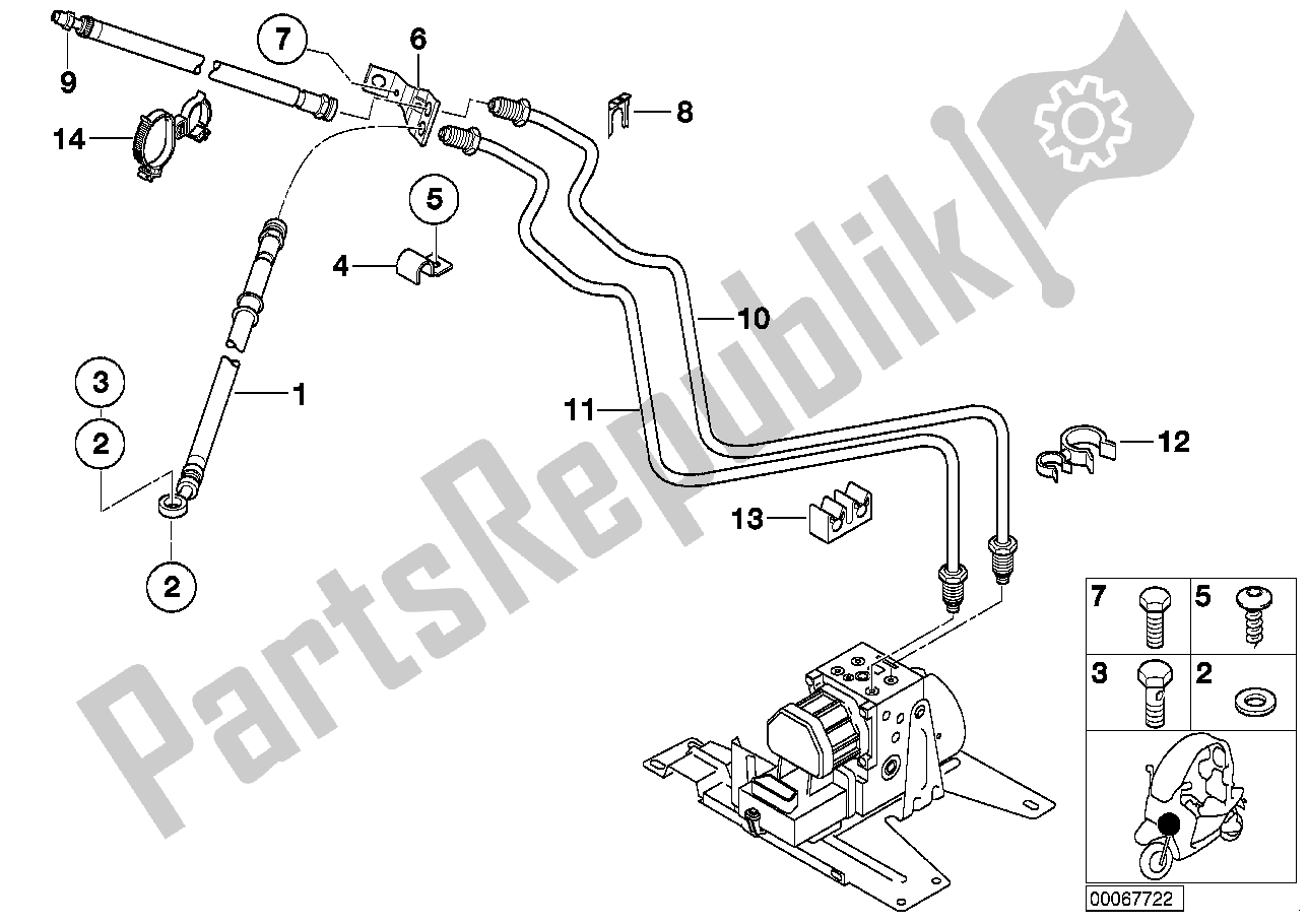 Alle onderdelen voor de Remleiding Voor Abs van de BMW C1 125 2000 - 2004